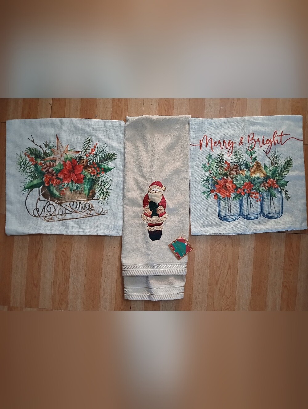 Holiday Kitchen Towel Set with 2 Decorative Sofa Pillow Cases